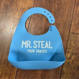 Tunno Tots blue “Mr Steal Your Snacks”  Silicon catch bib